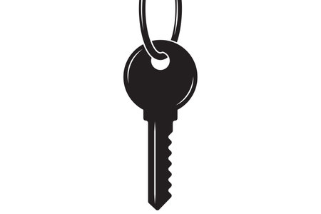 Key icon for lock and open door in house. Safety and security protection symbol. vector illustration.のイラスト素材