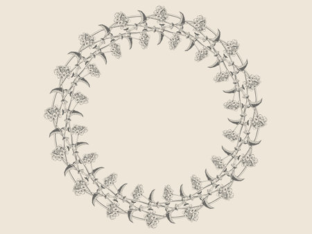 Floral wreath design for greating card, wedding invitation, romantic frame. Flower vector illustration of border template on white background.のイラスト素材