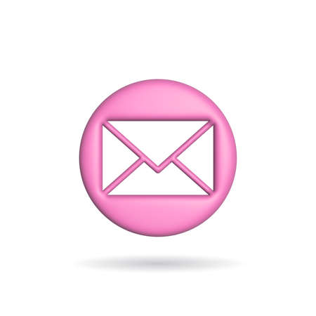 3d rendering envelope mail icon. Illustration with shadow isolated on white background.