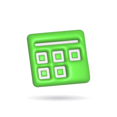 3d rendering calendar icon. Illustration with shadow isolated on white background.の写真素材