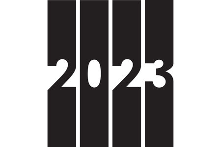 2023 Happy New Year logo text design template card, banner, web. Vector illustration with black...