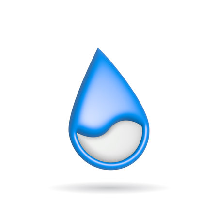 3d rendering water drop icon. Illustration with shadow isolated on white background.の写真素材