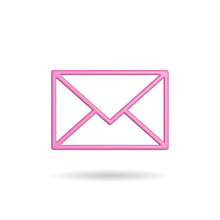 3d rendering envelope mail icon. Illustration with shadow isolated on white background.の写真素材