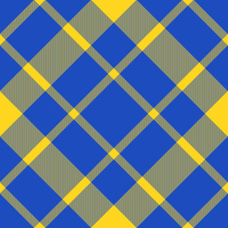 Seamless background plain. Textile check fabric. Texture tartan pattern vector in blue and yellow colors.のイラスト素材