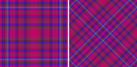 Vector background textile. Tartan seamless plain. Check texture fabric pattern in set.のイラスト素材