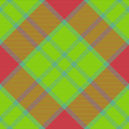 Fabric tartan texture. Check background seamless. Pattern textile plaid vector in green and red colors.のイラスト素材