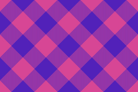 Plaid check pattern. Fabric textile tartan. Background texture seamless vector in violet and pink colors.のイラスト素材