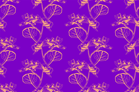 Floral pattern seamless background. Foliage and flower wallpaper design of nature. vector illustration.のイラスト素材