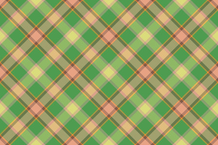 Vector flat background. Check pattern seamless. Tartan textile fabric texture in orange and green colors.のイラスト素材