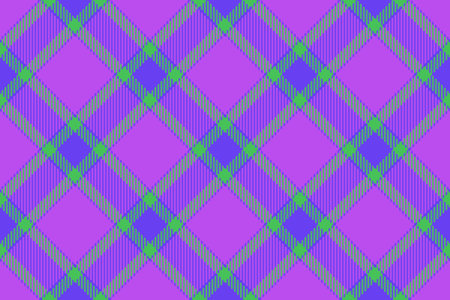 Fabric plain background. Tartan check seamless. Vector texture pattern textile in purple and green colors.のイラスト素材