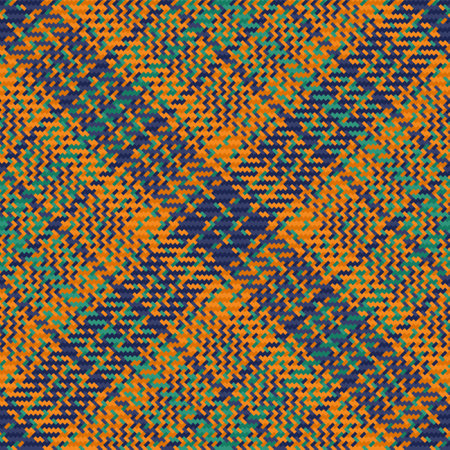 Tartan vector fabric. Plaid pattern textile. Background check texture seamless in orange and blue colors.のイラスト素材