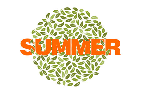 Summer slogan for t shirt with word and leaf. Vacation style print design. vector illustration.のイラスト素材