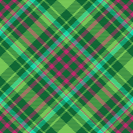 Textile plain pattern. Tartan background fabric. Seamless check texture vector in pink and turquoise colors.のイラスト素材