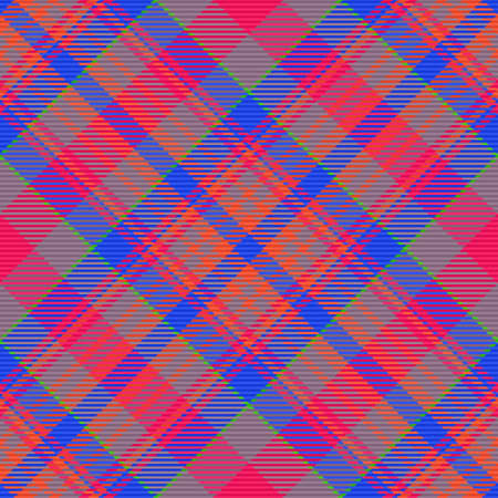Textile seamless pattern. Check texture tartan. Background fabric vector plaid in red and blue colors.のイラスト素材