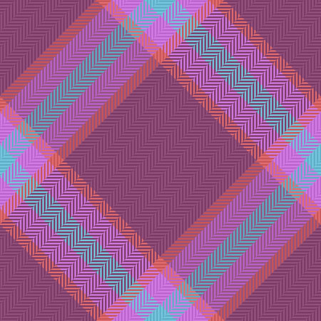 Vector check flat. texture textile pattern. Seamless fabric background tartan in violet and cyan...