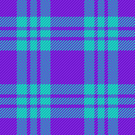 Seamless vector texture. Textile check background. Plaid pattern fabric tartan in cyan and purple colors.のイラスト素材