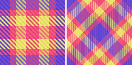 Textile tartan seamless. Plaid fabric vector. Background pattern texture check in set.のイラスト素材
