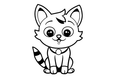 Cute cat clipart, vector illustration. Cartoon kitten icon and logo. Fun kitty sticker, design element, trend print label.のイラスト素材