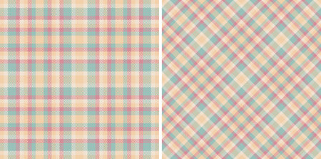 Plaid fabric textile of tartan check seamless with a background texture pattern vector set in trendy colors.のイラスト素材