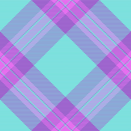 Seamless fabric tartan of check pattern background with a plaid texture vector textile in teal and violet colors.のイラスト素材