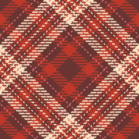 Fabric seamless check of background vector texture with a plaid textile pattern tartan in red and light colors.のイラスト素材
