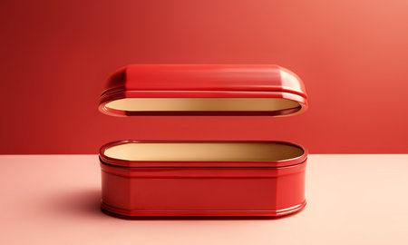 Open red empty jewelry box mockup. Template for bijouterie sale advertisement. AI Generativeの素材