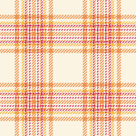 Vector fabric texture of plaid check seamless with a background textile tartan pattern in cornsilk and orange colors.のイラスト素材