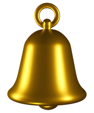 Golden glossy cut out bell, single object isolatedの素材