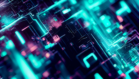 Abstract futuristic background with electric neon waves and electro light effectの素材