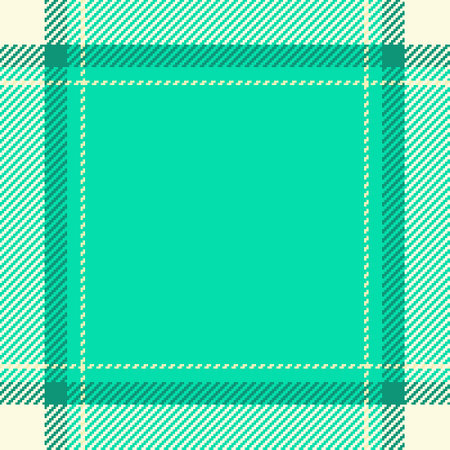 Seamless plaid fabric of tartan textile pattern with a background vector check texture in teal and light yellow colors.のイラスト素材