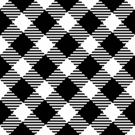 Pattern background check of plaid texture textile with a seamless vector fabric tartan in black and white colors.のイラスト素材