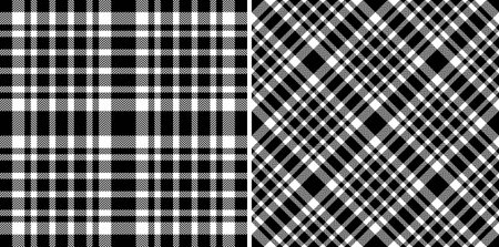 Seamless pattern plaid of background texture vector with a fabric check tartan textile set in monochrome colors.のイラスト素材