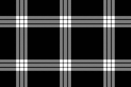 Vector fabric background of check tartan pattern with a texture seamless textile plaid in black and white colors.のイラスト素材