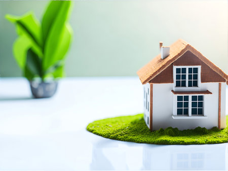 Mini house for real estate investment. Mortgage concept. Searching, choice of location for construction, rental housing.の素材