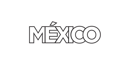 Mexico emblem for print and web. Design features geometric style, vector illustration with bold typography in modern font. Graphic slogan lettering isolated on white background.のイラスト素材