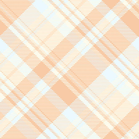 Plaid check pattern of vector texture fabric with a tartan seamless background textile in orange and alice blue colors.のイラスト素材