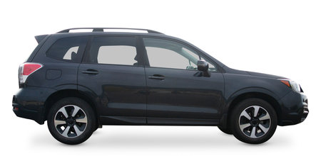 Gray SUV auto, power luxury model. Shiny polished stationary vehicle on the road.の写真素材