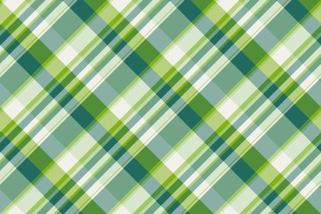Fabric vector plaid of seamless tartan background with a check pattern texture textile in green and lime colors.のイラスト素材