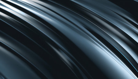 Abstract silver gradient background. Flow chrome liquid metal waves.の素材