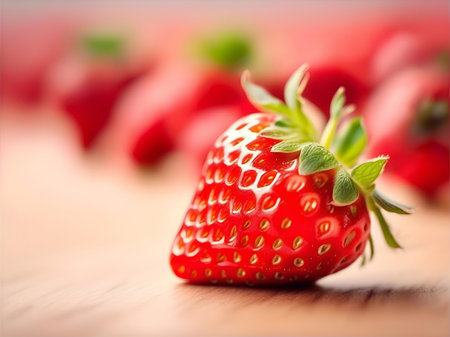 Horizontal blur wallpaper with strawberry. Detailed vivid image with copy space.の素材