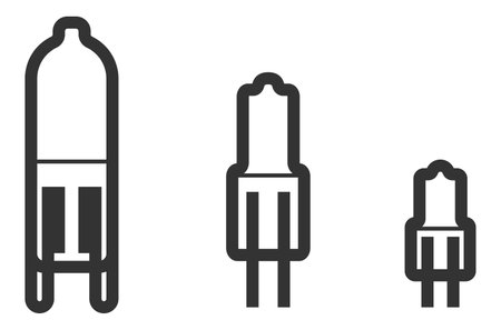 Light bulb icon vector. Lightbulb idea logo concept. Set lamps electricity icons web design element. Led lights isolated silhouette.のイラスト素材