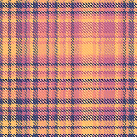Texture fabric tartan of seamless background vector with a textile pattern check plaid in orange and blue colors.のイラスト素材