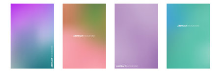 Set abstract gradient blurred background in bright vivid color. Blur vector wallpaper.