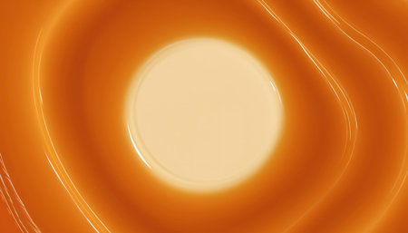 Delicious melted caramel frame. Flow, wave and drops splash caramels sauce. Sweet food design background. AI Generativeの素材