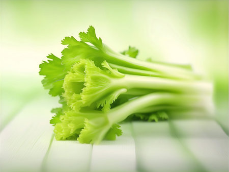 Horizontal image with vegetarian product, health vegetable celery and copy space.の素材