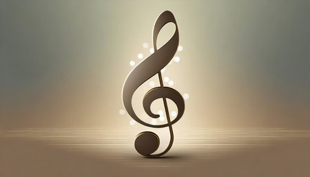 Sound note on music abstract background. Melody symbol, musical key sign.の素材