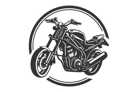 Classic motorcycle vector illustration. Motor bike for logo, biker club emblem, sticker, t shirt design print. black and white silhouette.のイラスト素材