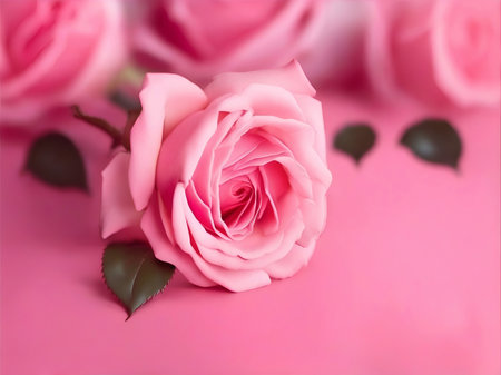 Soft blur background with rose. Template romantic greeting card with floral for wedding.の素材