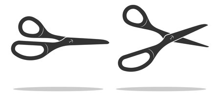 Set scissor icon. Scissors vector design element or logo template. Black and white silhouette isolated.のイラスト素材