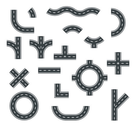 Set street and road vector template isolated on background.のイラスト素材